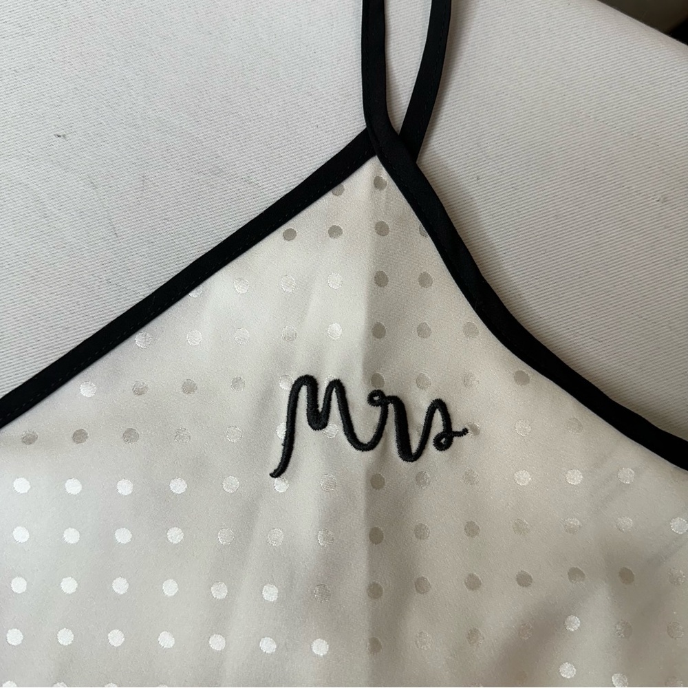 Kate Spade 🦊 2 pc Bridal Women's White Polka Dot Mrs. Sleepwear Set Sz XS - Picture 2 of 10